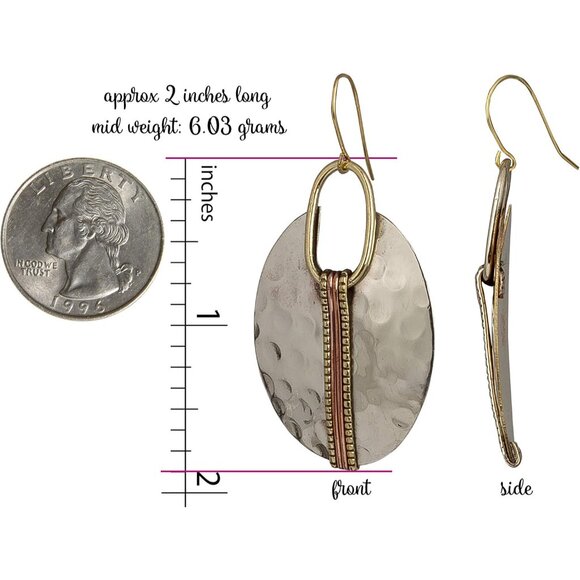 Boho Earrings for Women Gold Silver Copper Dangle Oval or Round Ethnic Trendy We - Picture 3 of 8